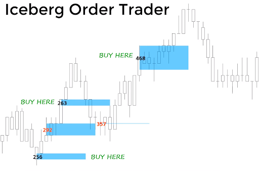 Visual buy and sell signals show you exactly where to get in and out with the iceberg order indicator.